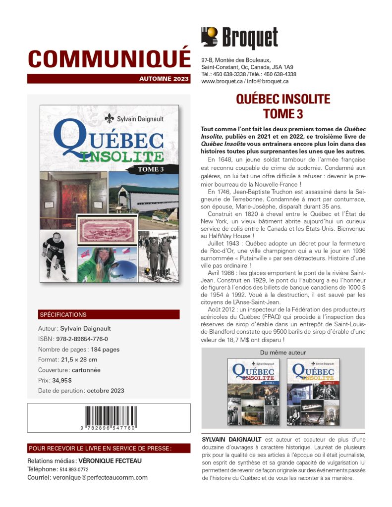 Québec insolite tome 3 , bientôt disponible!