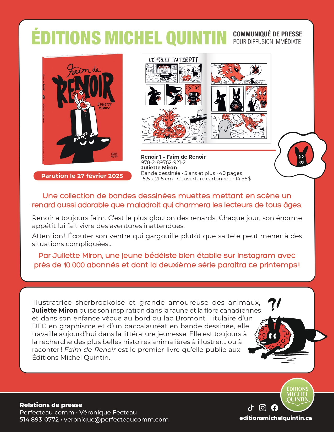 Renoir 1 – Faim de Renoir: une collection de bandes dessinées muettes mettant en scène un renard aussi adorable que maladroit qui charmera les lecteurs de tous âges